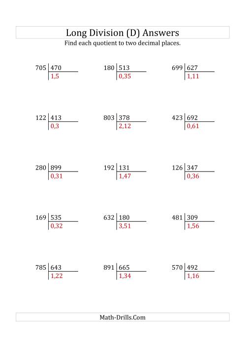 european long division with a 3 digit divisor and a 3 digit dividend