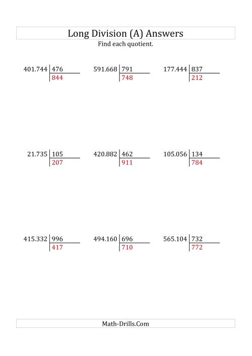 The European Long Division with a 3-Digit Divisor and a 3-Digit Quotient with No Remainders (All) Math Worksheet Page 2