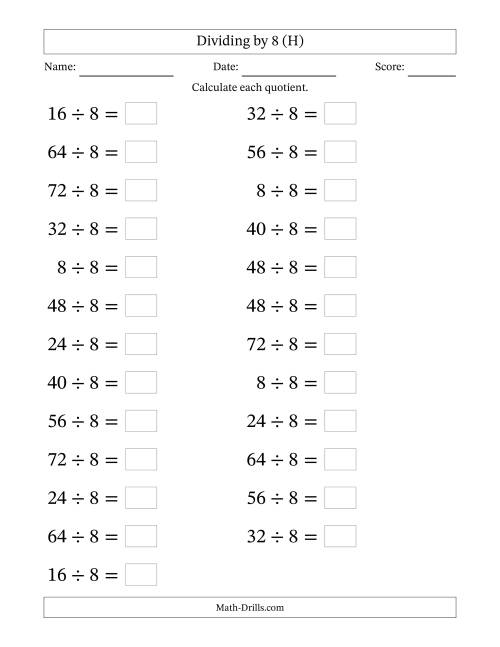 Horizontally Arranged Dividing by 8 with Quotients 1 to 9 (25 Questions ...