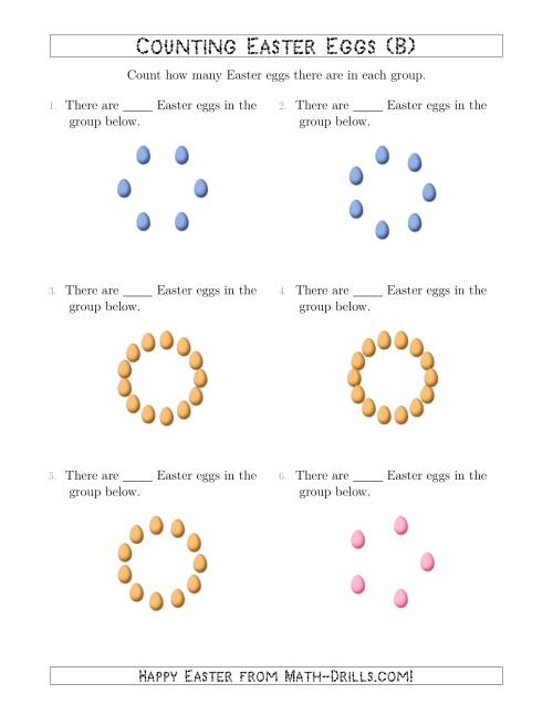The Counting Easter Eggs in Circular Arrangements (B) Math Worksheet