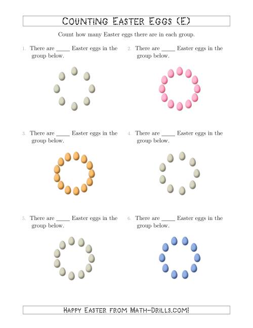 The Counting Easter Eggs in Circular Arrangements (E) Math Worksheet