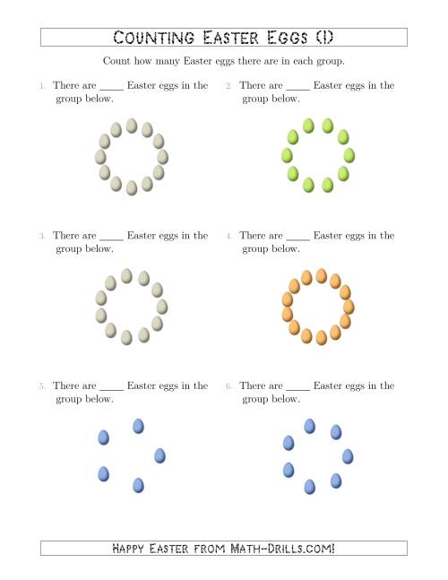 The Counting Easter Eggs in Circular Arrangements (I) Math Worksheet