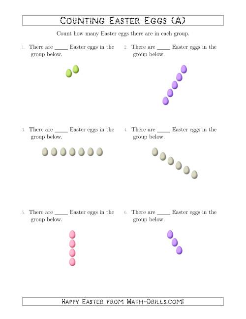 The Counting Easter Eggs in Linear Arrangements (A) Math Worksheet