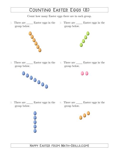 The Counting Easter Eggs in Linear Arrangements (B) Math Worksheet