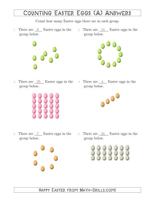 The Counting Easter Eggs in Various Arrangements (A) Math Worksheet Page 2