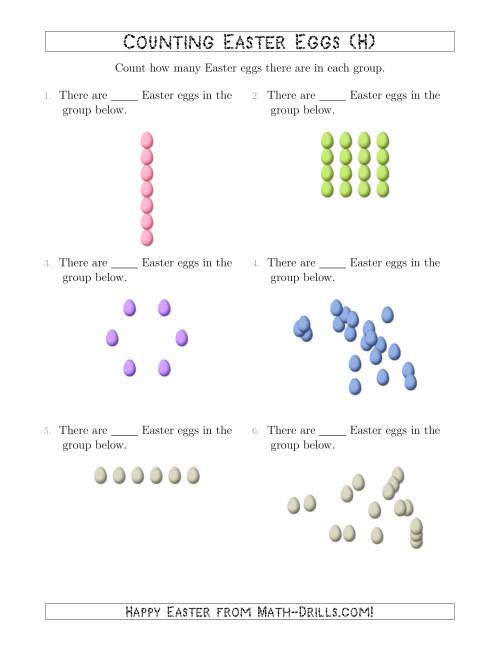 The Counting Easter Eggs in Various Arrangements (H) Math Worksheet