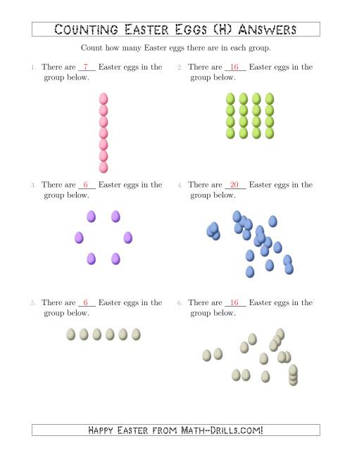 The Counting Easter Eggs in Various Arrangements (H) Math Worksheet Page 2