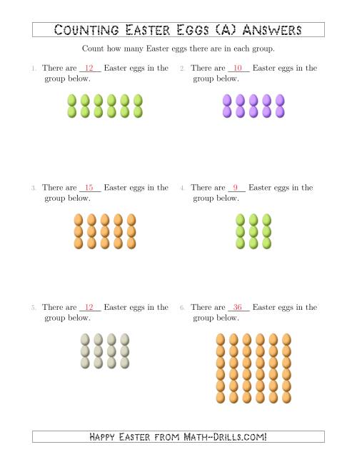 The Counting Easter Eggs in Rectangular Arrangements (A) Math Worksheet Page 2