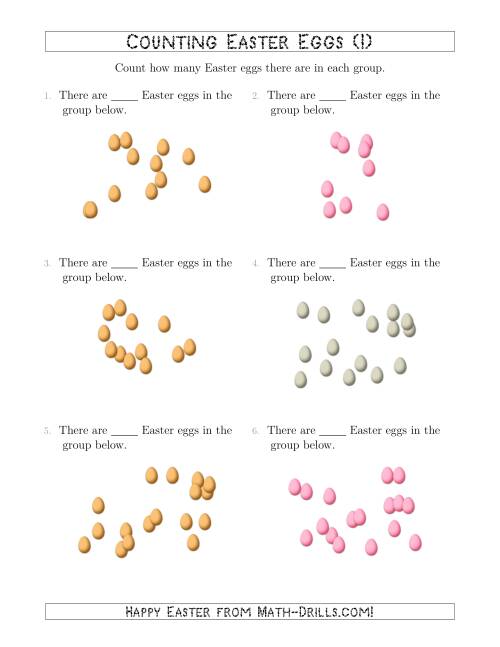 The Counting up to 20 Easter Eggs in Scattered Arrangements (I) Math Worksheet