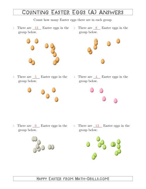 The Counting up to 20 Easter Eggs in Scattered Arrangements (All) Math Worksheet Page 2