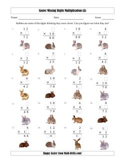 Easter Missing Digits Multiplication (Easier Version)