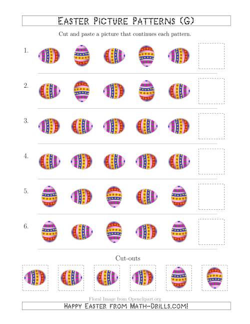 The Easter Egg Picture Patterns with Rotation Attribute Only (G) Math Worksheet