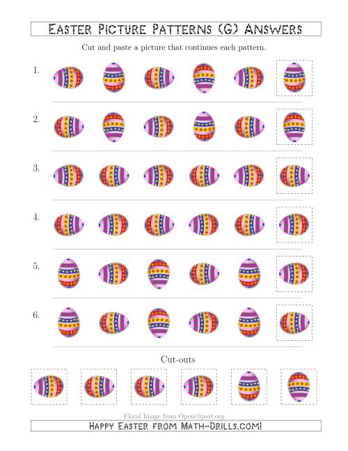 The Easter Egg Picture Patterns with Rotation Attribute Only (G) Math Worksheet Page 2