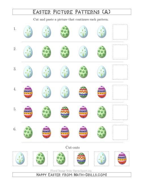 The Easter Egg Picture Patterns with Shape Attribute Only (A) Math Worksheet