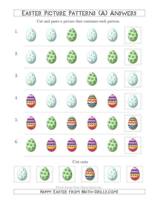 The Easter Egg Picture Patterns with Shape Attribute Only (A) Math Worksheet Page 2