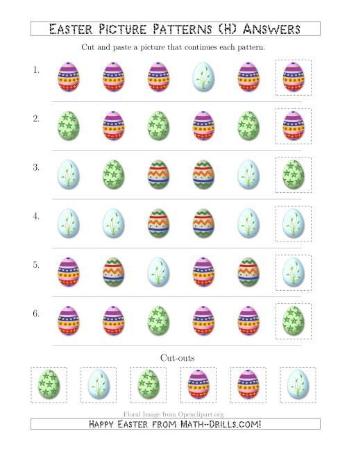 The Easter Egg Picture Patterns with Shape Attribute Only (H) Math Worksheet Page 2