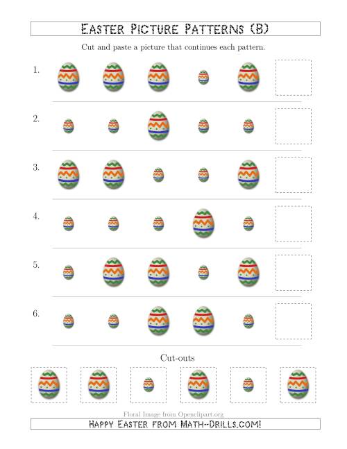The Easter Egg Picture Patterns with Size Attribute Only (B) Math Worksheet