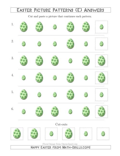 The Easter Egg Picture Patterns with Size Attribute Only (E) Math Worksheet Page 2
