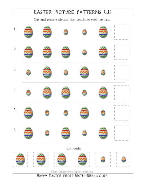 The Easter Egg Picture Patterns with Size Attribute Only (J) Math Worksheet