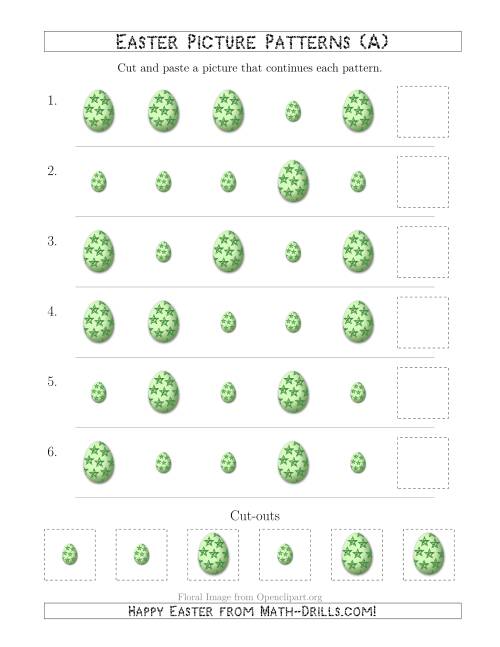 The Easter Egg Picture Patterns with Size Attribute Only (All) Math Worksheet
