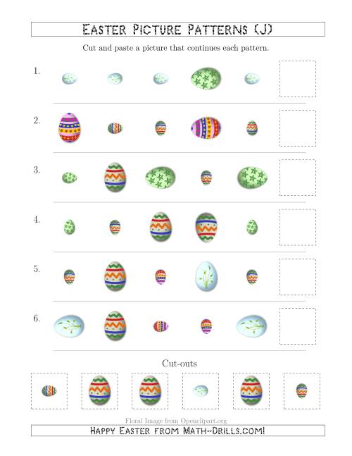 The Easter Egg Picture Patterns with Shape, Size and Rotation Attributes (J) Math Worksheet