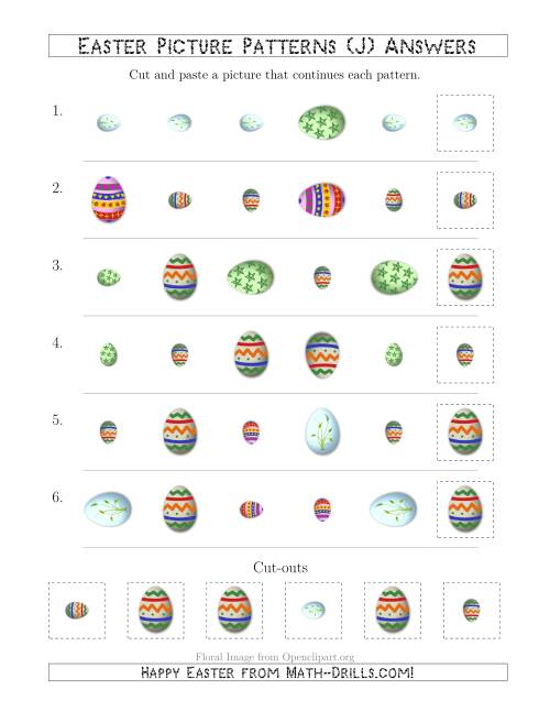 The Easter Egg Picture Patterns with Shape, Size and Rotation Attributes (J) Math Worksheet Page 2