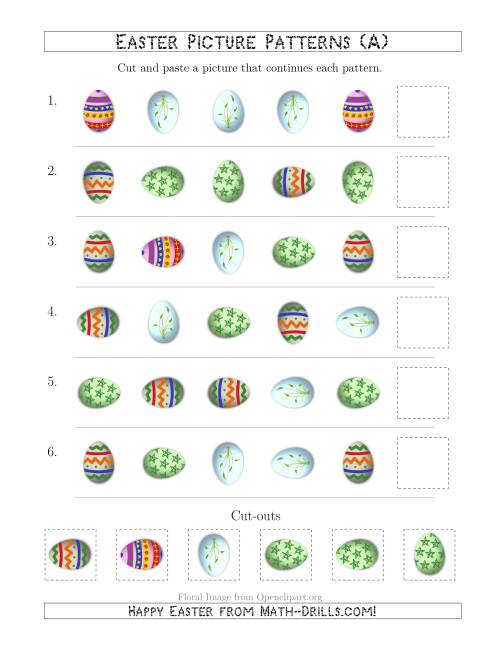 The Easter Egg Picture Patterns with Shape and Rotation Attributes (A) Math Worksheet