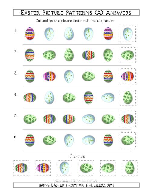 The Easter Egg Picture Patterns with Shape and Rotation Attributes (A) Math Worksheet Page 2
