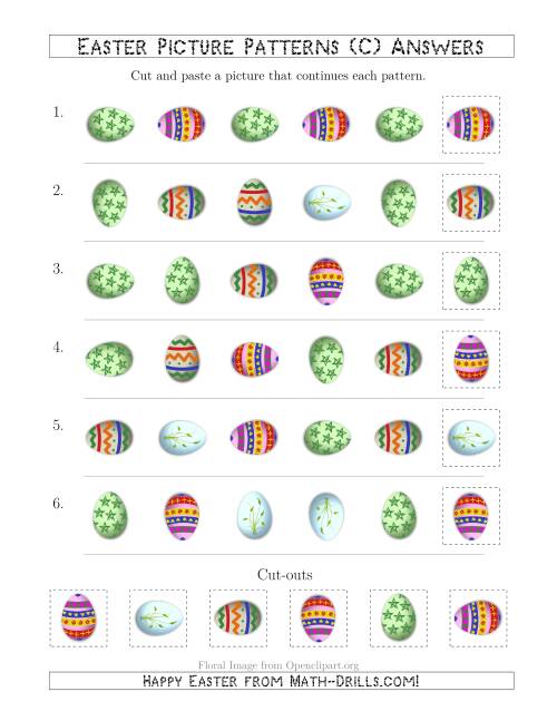 The Easter Egg Picture Patterns with Shape and Rotation Attributes (C) Math Worksheet Page 2