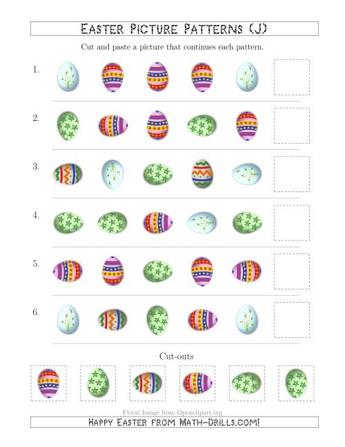 The Easter Egg Picture Patterns with Shape and Rotation Attributes (J) Math Worksheet