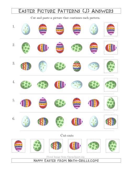 The Easter Egg Picture Patterns with Shape and Rotation Attributes (J) Math Worksheet Page 2