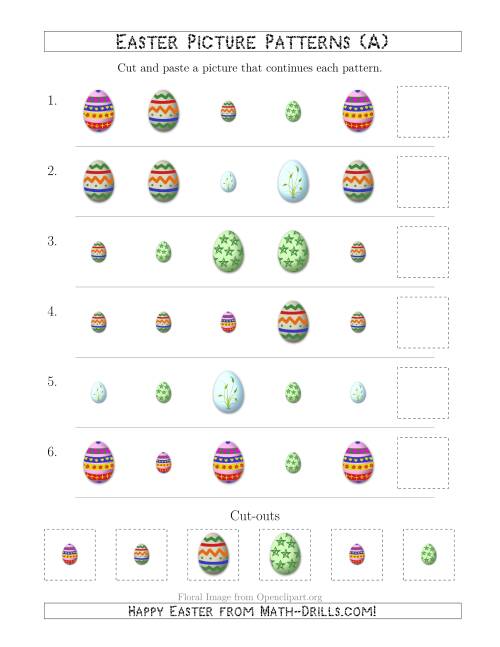 The Easter Egg Picture Patterns with Shape and Size Attributes (A) Math Worksheet