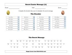 Secret Easter Message Addends 1 to 25 Chocolate Eggs