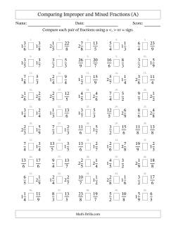 Comparing Improper and Mixed Fractions to Ninths