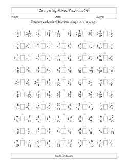 Comparing Mixed Fractions to Twelfths