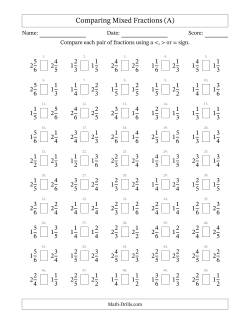 Comparing Mixed Fractions to Sixths