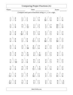 Comparing Proper Fractions to Twelfths