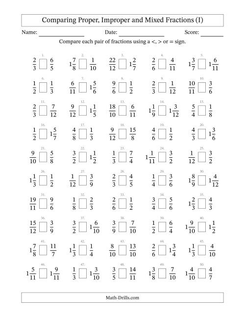 Comparing Mixed Fractions to 12ths (I)