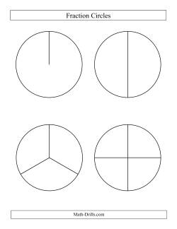 Large Black and White Fraction Circles no Labels (B) Fractions Worksheet