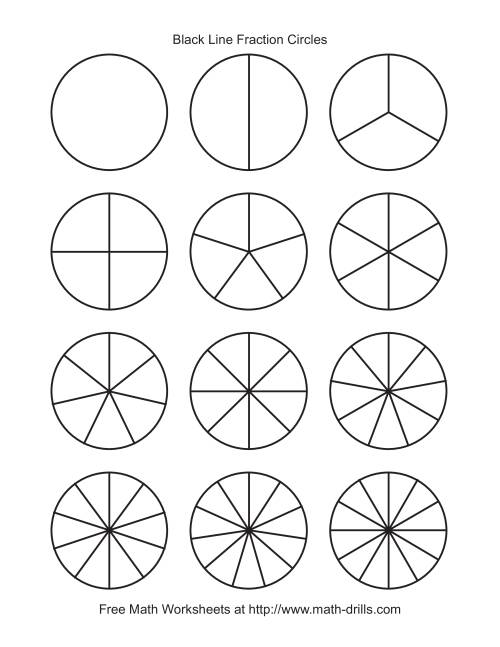 Blackline Fraction Circles -- Small Unlabeled