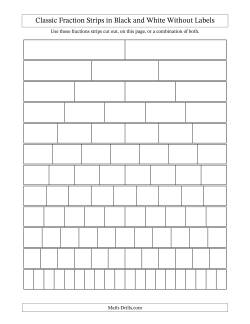 Classic Fraction Strips in Black and White Without Labels