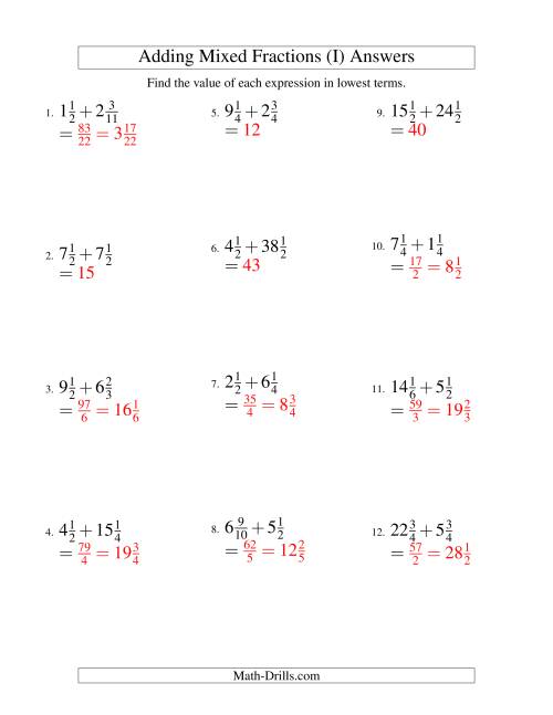 Adding Mixed Fractions Hard Version (I)