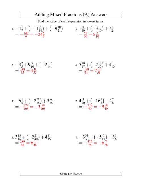 The Adding Mixed Fractions Super Extreme Version (A) Math Worksheet Page 2