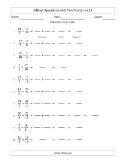 Fractions Worksheets