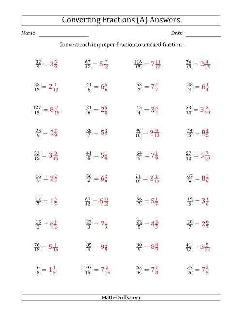 43 Converting Improper Fractions To Mixed Numbers Worksheet Worksheet Master