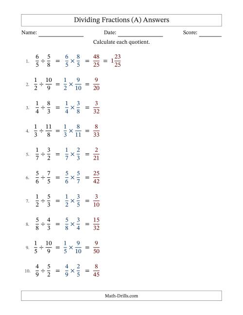 The Dividing Proper and Improper Fractions with No Simplifying (Fillable) (A) Math Worksheet Page 2