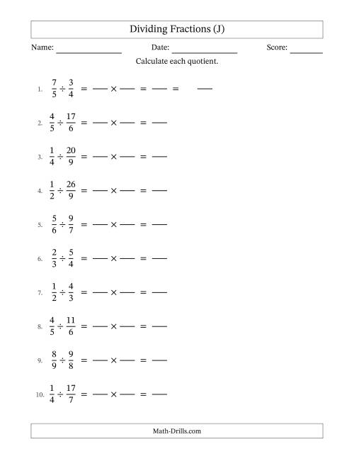 Dividing Proper and Improper Fractions (J)