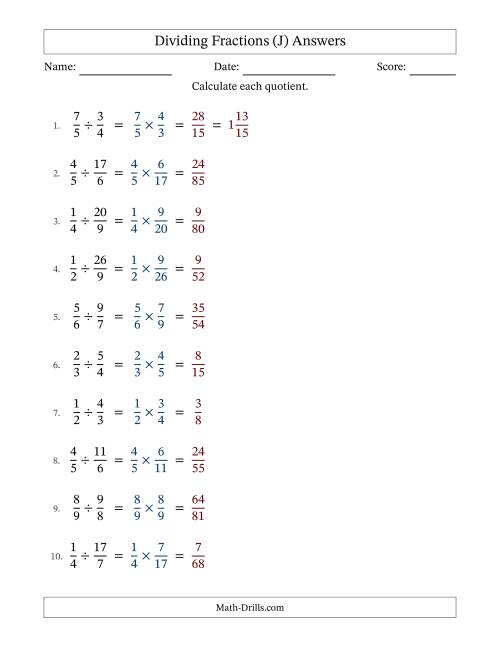 Dividing Proper and Improper Fractions (J)