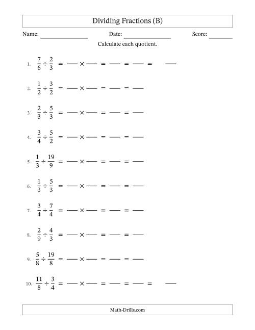 Dividing and Simplifying Proper and Improper Fractions (B)