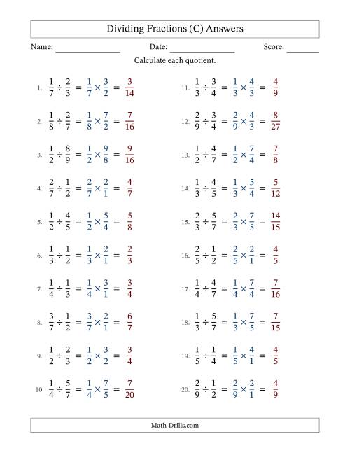 Dividing Proper Fractions (C)